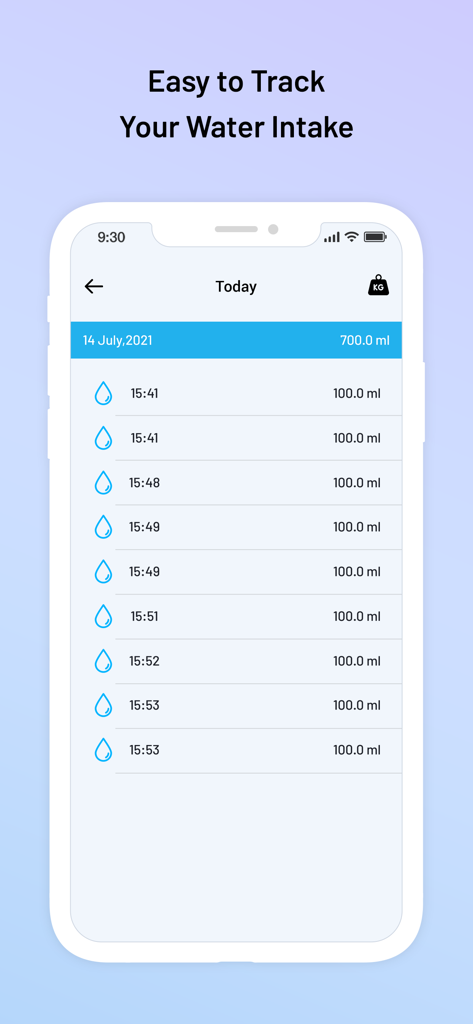 Water Reminder : Aqualert - Registro diario del historial de ingesta de agua en la aplicación Aqualert