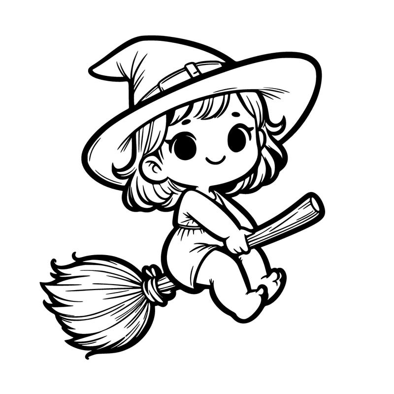 baby witch on a broom