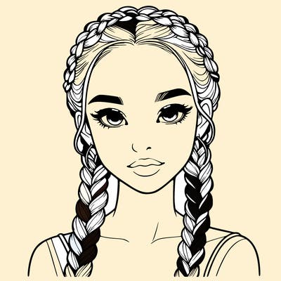 realistic girl with braids