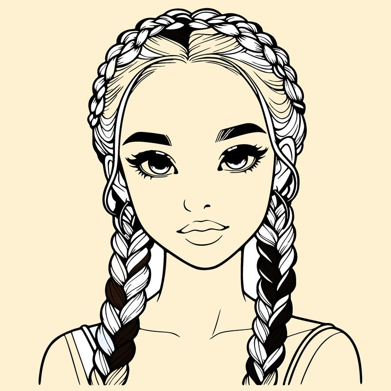realistic girl with braids