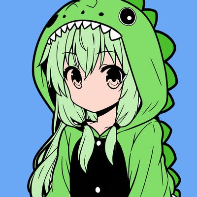 anime girl in a dinosaur onesie