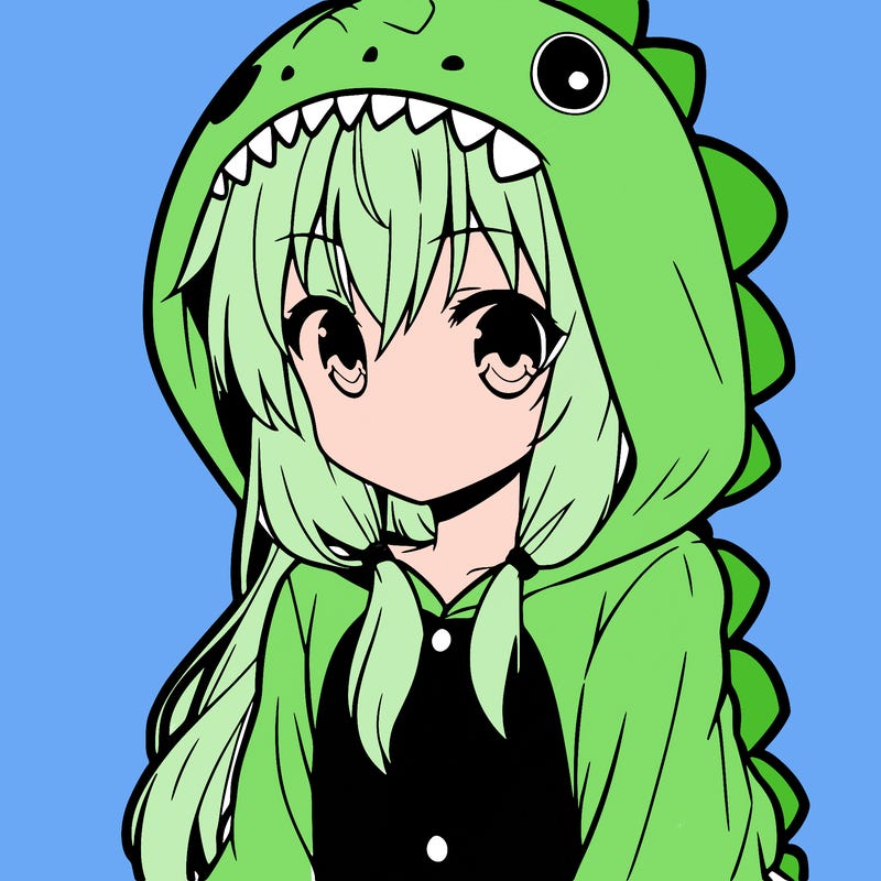 anime girl in a dinosaur onesie