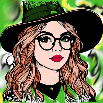 a witch with glasses realistic