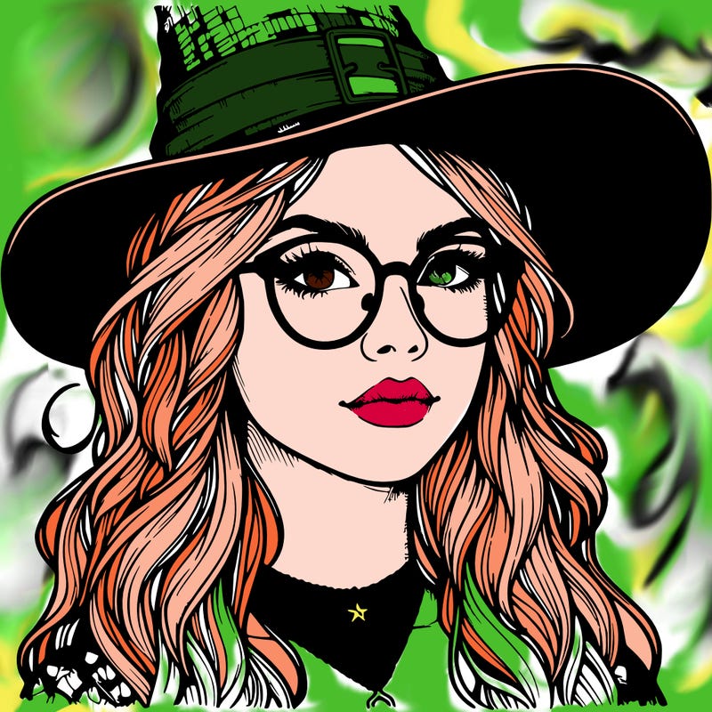 a witch with glasses realistic