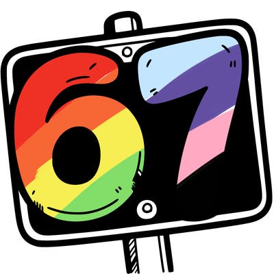 a sign that says 6 7