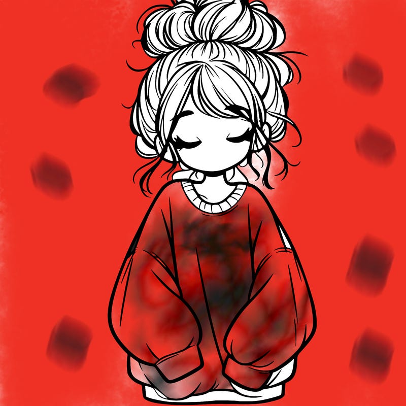 girl with baggy sweatshirt and messy bun