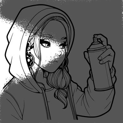a realistic girl, spray painting
