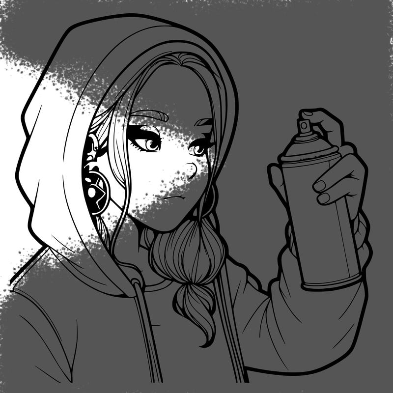 a realistic girl, spray painting