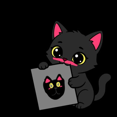 a small cat with a blank sheet of paper in its hand. the cat is sooooooo cute!