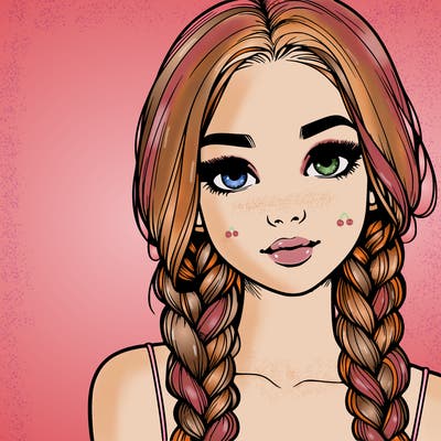 realistic girl with braids