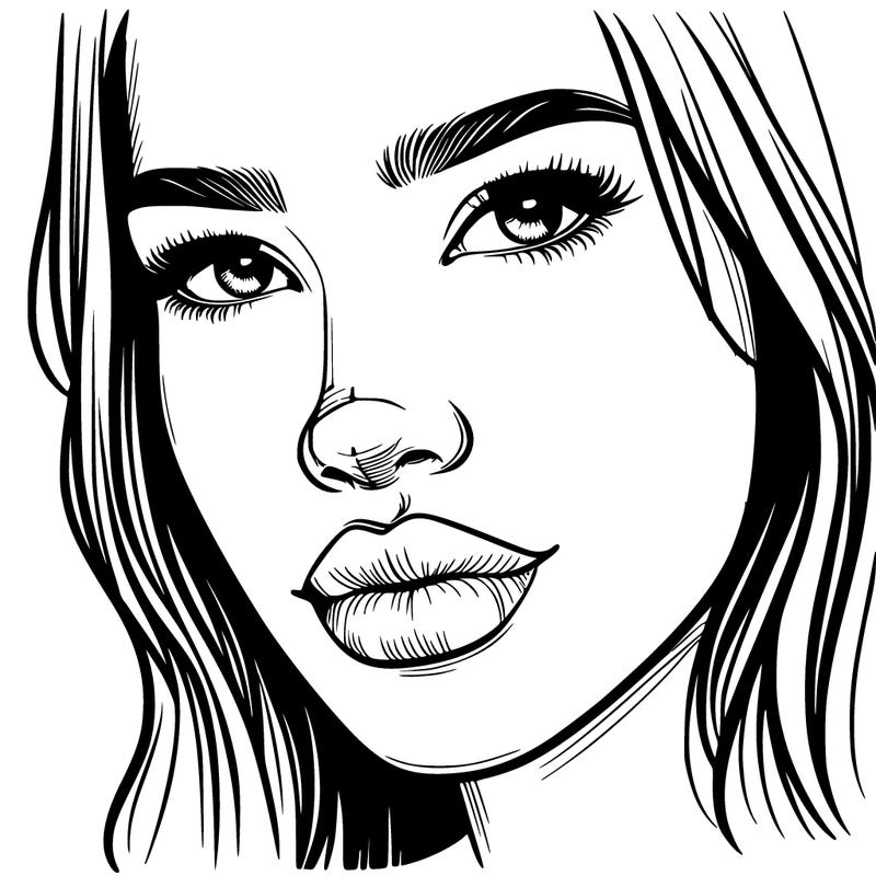 realistic woman with lips and nose