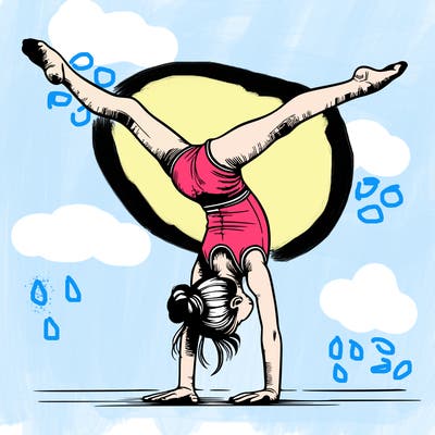 realistic gymnastic hand stand girl in four splits
