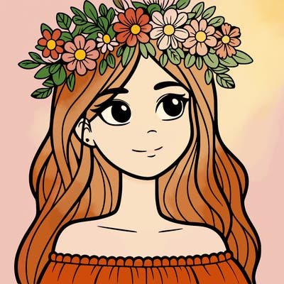 woman with flowers crown