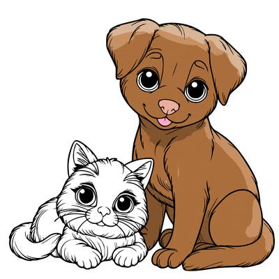 realistic cat and dog
