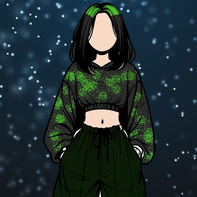 realistic girl faceless with baggy pants and a crop top