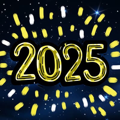 one line scrawled numbers sketch design “2025”