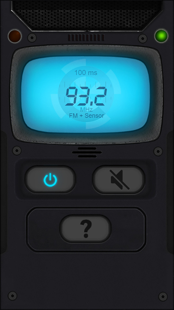 XB7 Pro Spirit Box - Pantalla principal de la aplicación XB7 Pro Spirit Box que muestra una pantalla digital de frecuencia y botones de control para la caza de fantasmas.