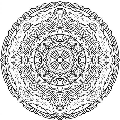 Dive into the mesmerizing world of celestial bodies with this unique Vesta Asteroid Mandala coloring page. Its intricate patterns and cosmic motifs offer a truly captivating and relaxing artistic experience.
