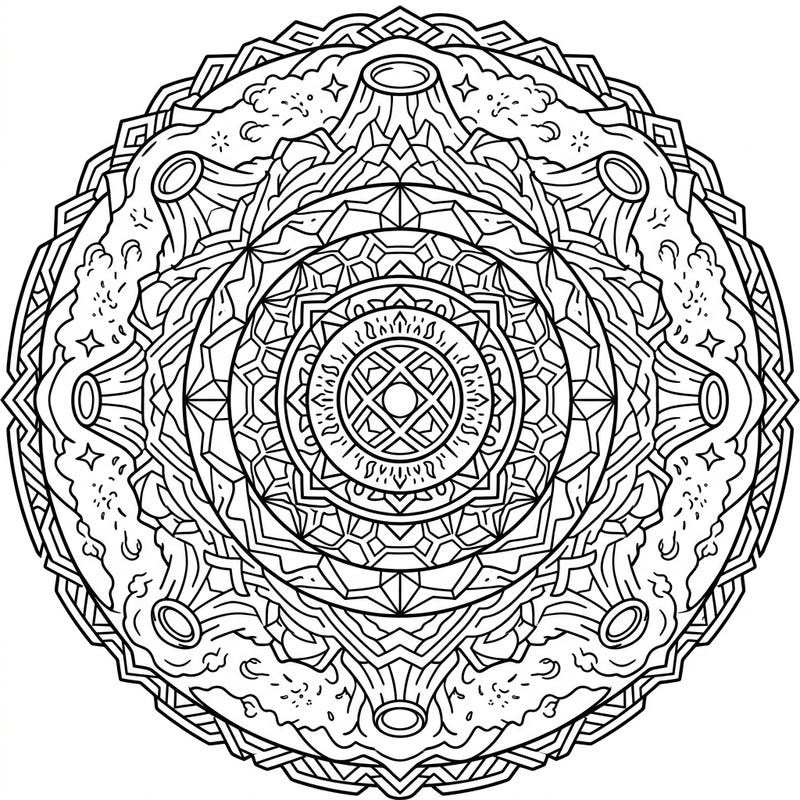 Dive into the mesmerizing world of celestial bodies with this unique Vesta Asteroid Mandala coloring page. Its intricate patterns and cosmic motifs offer a truly captivating and relaxing artistic experience.