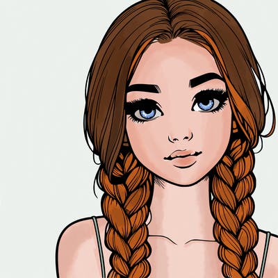 realistic girl with braids