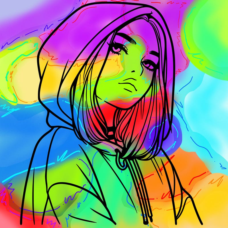 a realistic girl in a hoodie