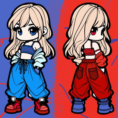 girl in crop top and baggy pants