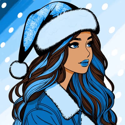 realistic girl in santa hat