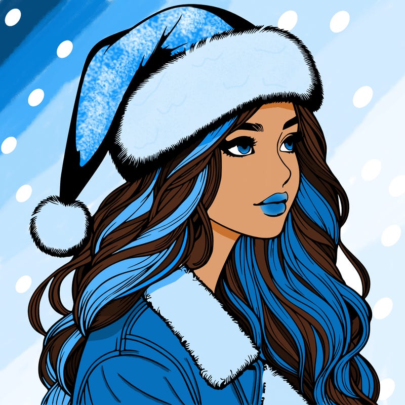 realistic girl in santa hat