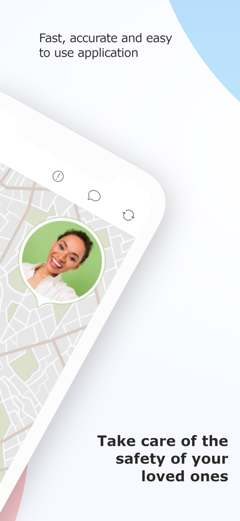 Family locator - Locator 24 - Interface of the Family Locator app showing a map and a location marker for a loved one