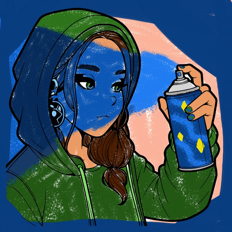 a realistic girl, spray painting