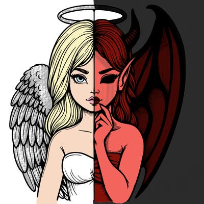 realistic angel half demon