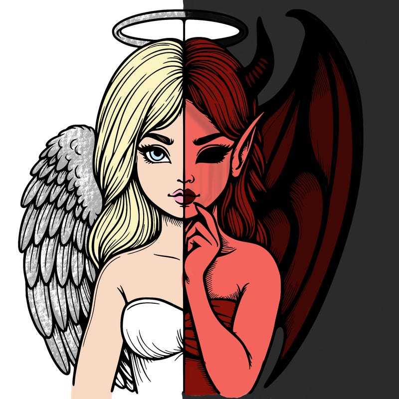 realistic angel half demon