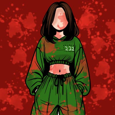 realistic girl faceless with baggy pants and a crop top
