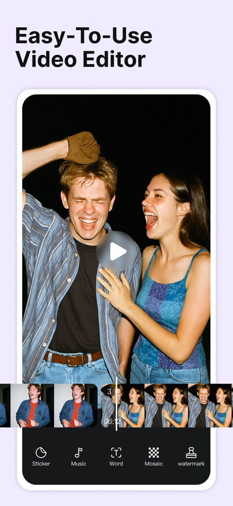 Photo Collage Maker: Collagic - Interface mobile montrant les outils d'édition vidéo dans l'application Collagic.