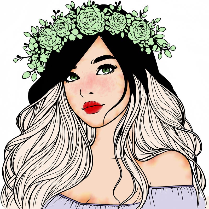 realistic girl with flower crown