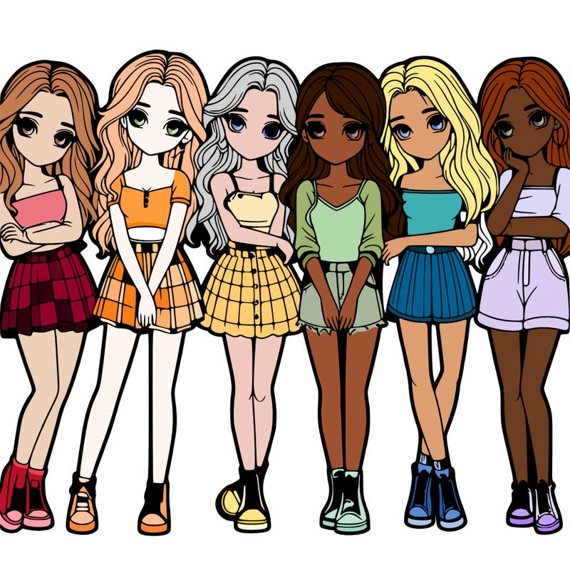 a group of girls realistic