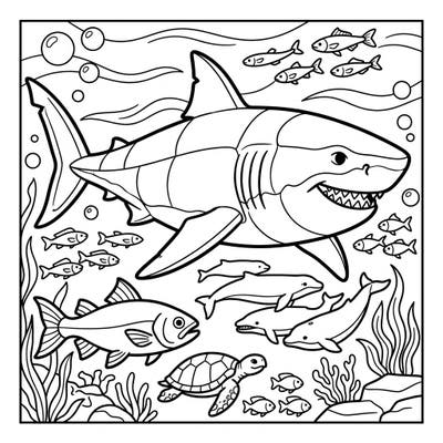 Introduce your little one to the wonders of the deep with this engaging Megalodon coloring page! Designed specifically for toddlers, it features chunky outlines and large areas perfect for developing motor skills and sparking creativity.