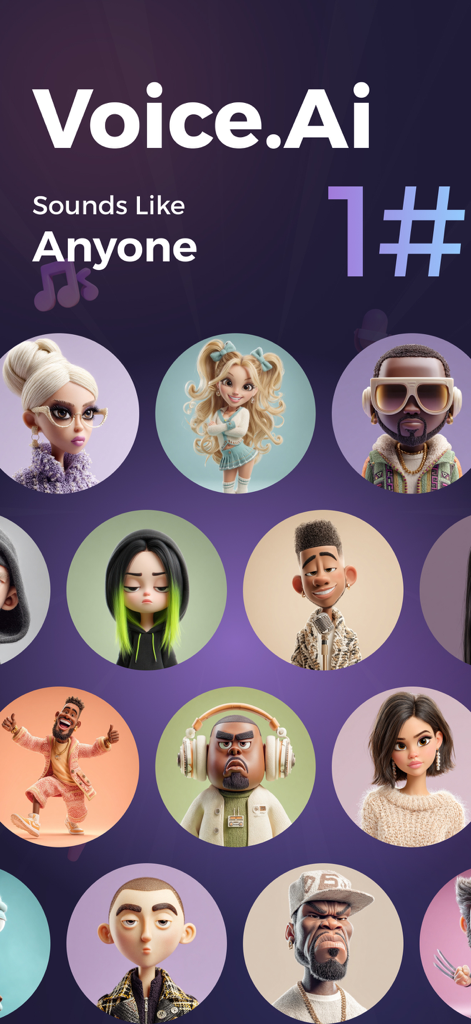 Voice FX: AI Voice Changer - A variety of 3D character avatars for the Voice FX AI voice changer app