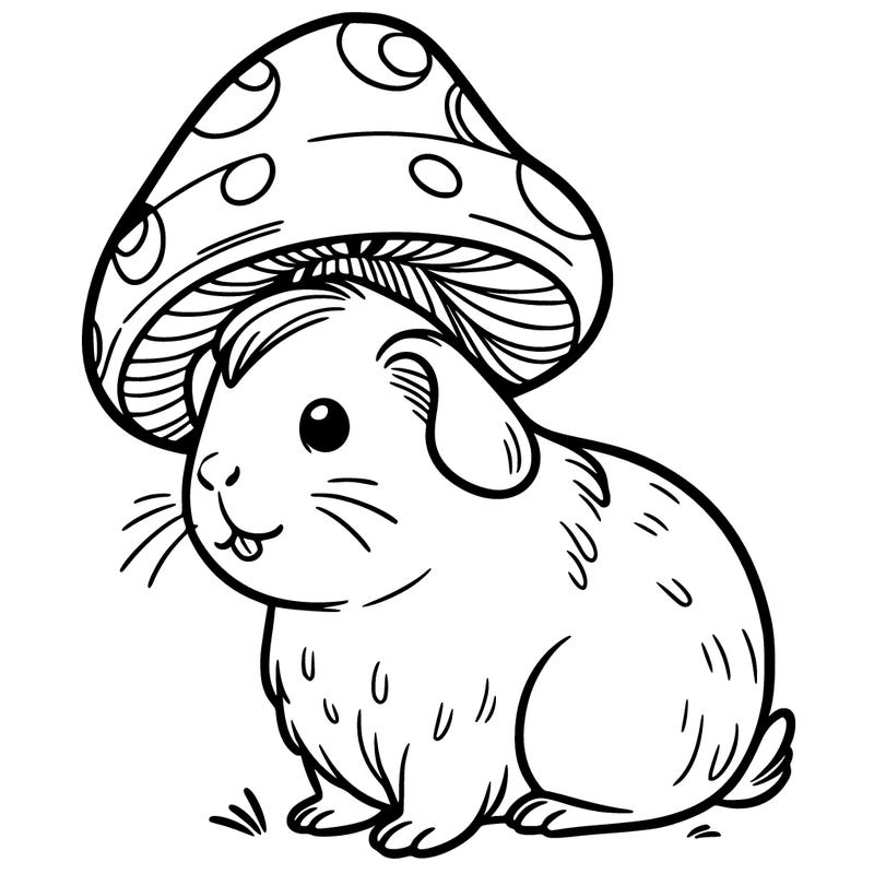 a guinea pig with a mushroom hat