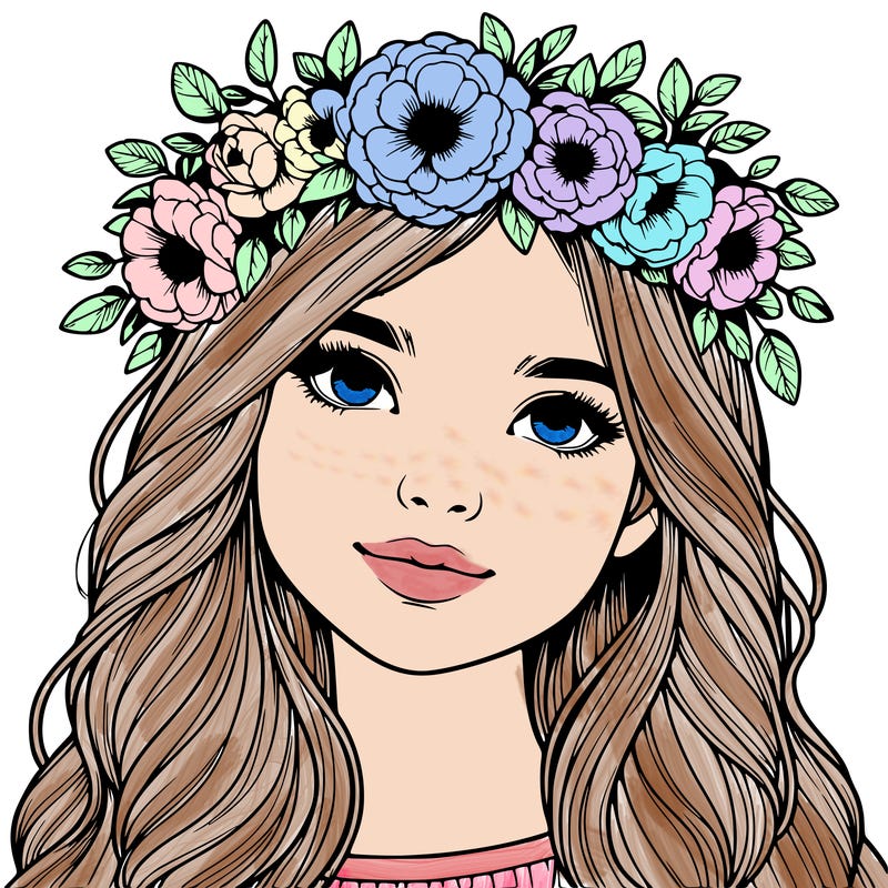 realistic girl with flower crown