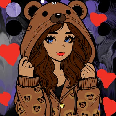 realistic girl in a animal pjs hoodie