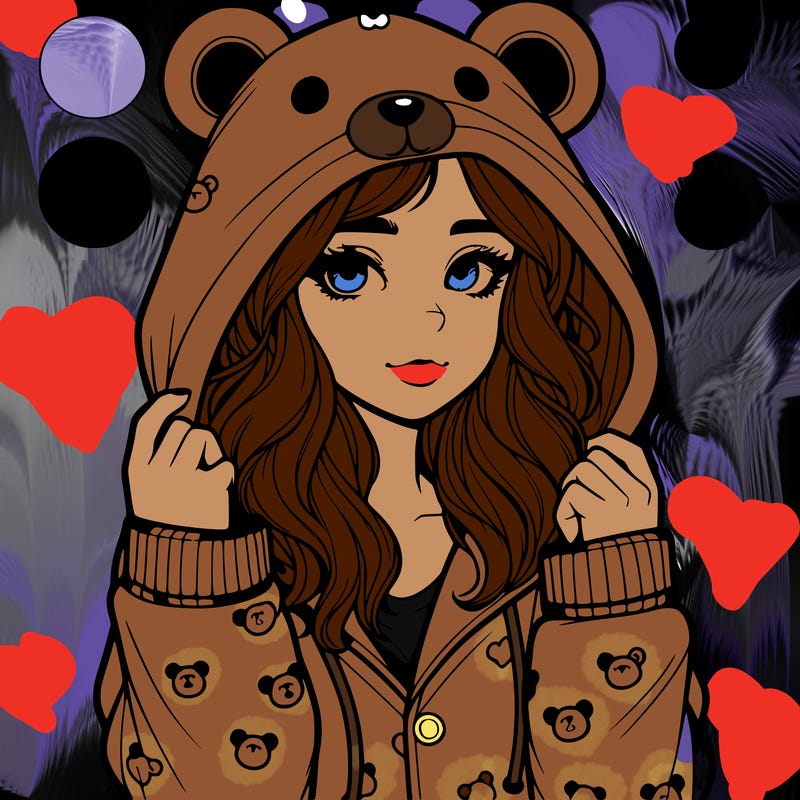 realistic girl in a animal pjs hoodie