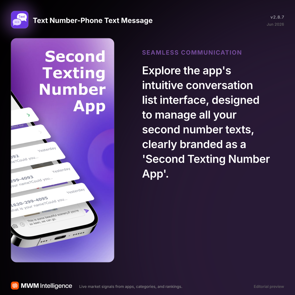 Text Number-Phone Text Message - Productivity App | MWM