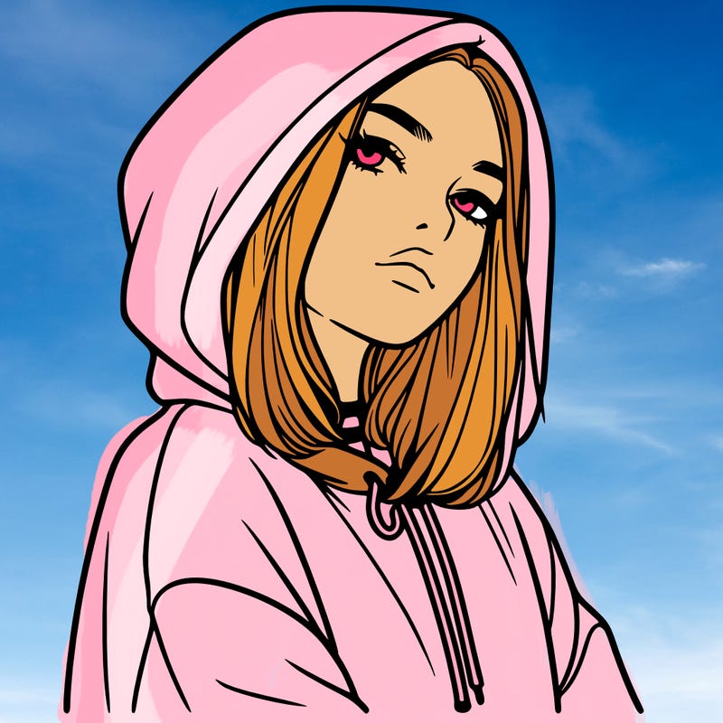 a realistic girl in a hoodie