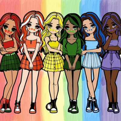 a group of girls realistic