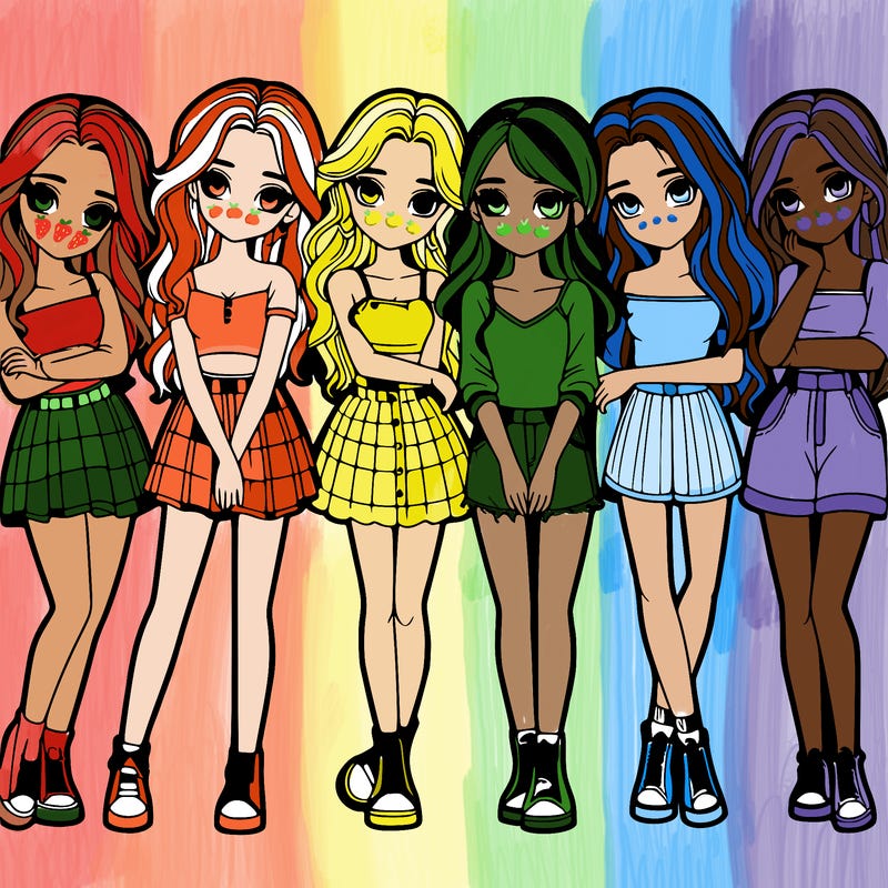 a group of girls realistic