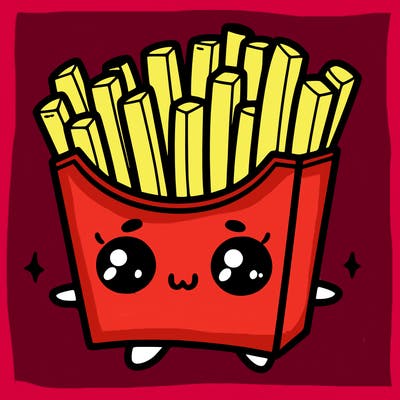 a cute. french fries