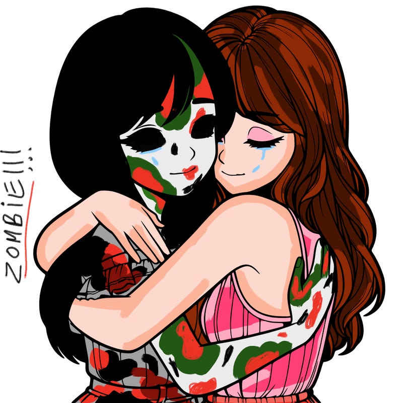 realistic girls hugging