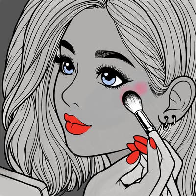 a realistic girl doing her makeup