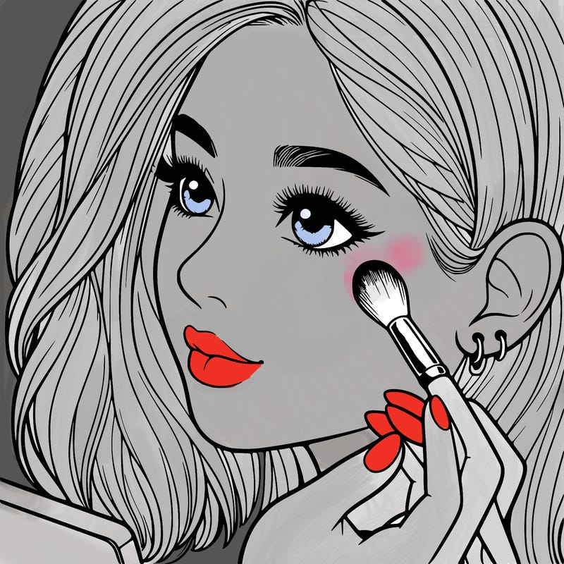 a realistic girl doing her makeup